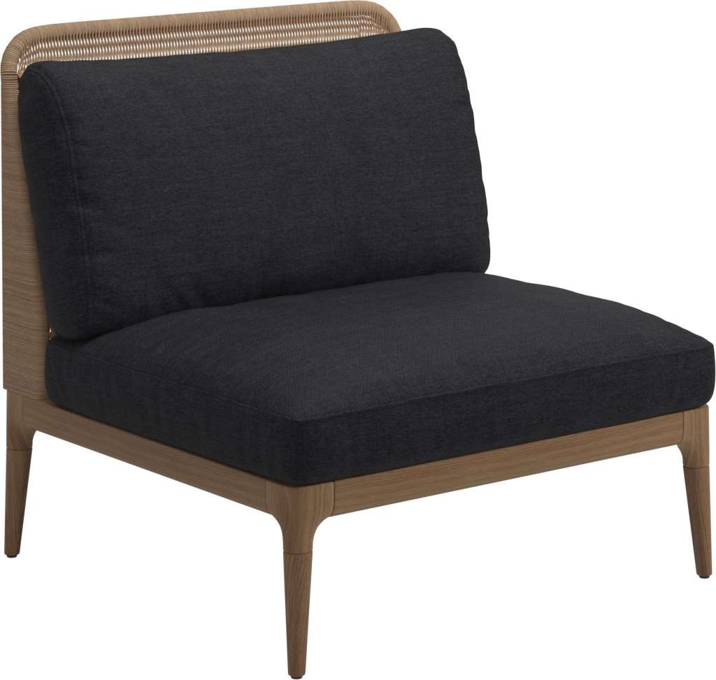 Gloster - Lima Mittelmodul Low Back - Gestell: Teak, Wheat Wicker - Fife Nightshade - outdoor