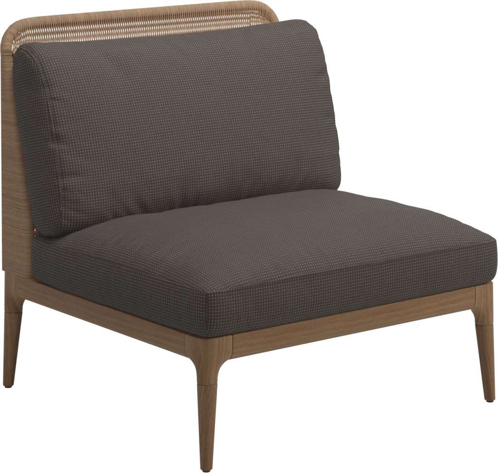 Gloster - Lima Mittelmodul Low Back - Gestell: Teak, Wheat Wicker - Robben Charcoal - outdoor