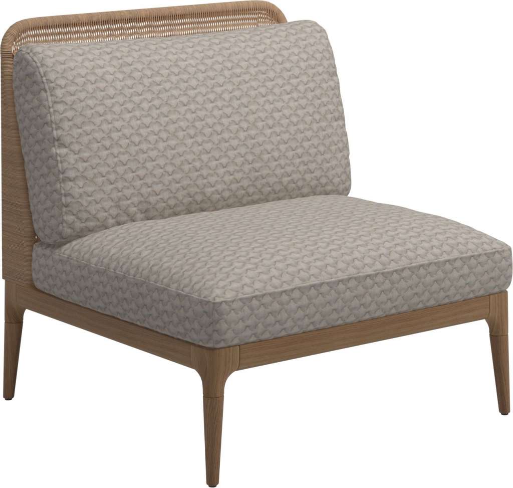 Gloster - Lima Mittelmodul Low Back - Gestell: Teak, Wheat Wicker - Wave Buff - outdoor