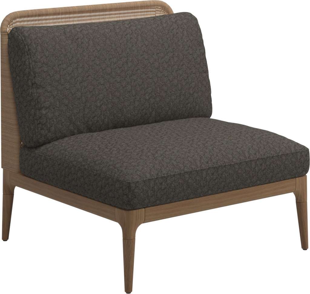Gloster - Lima Mittelmodul Low Back - Gestell: Teak, Wheat Wicker - Wave Quarry - outdoor