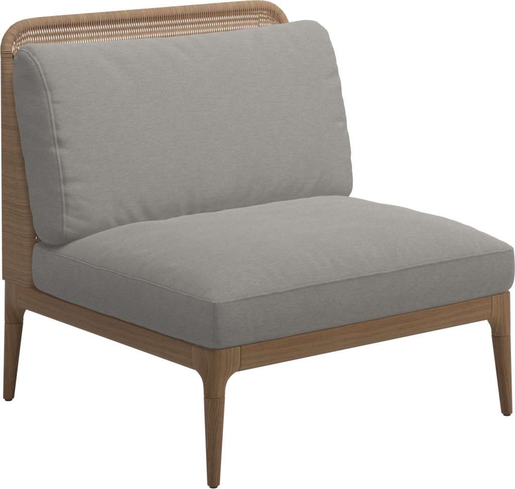 Gloster - Lima Mittelmodul Low Back - Gestell: Teak, Wheat Wicker - Tuck Malt - outdoor