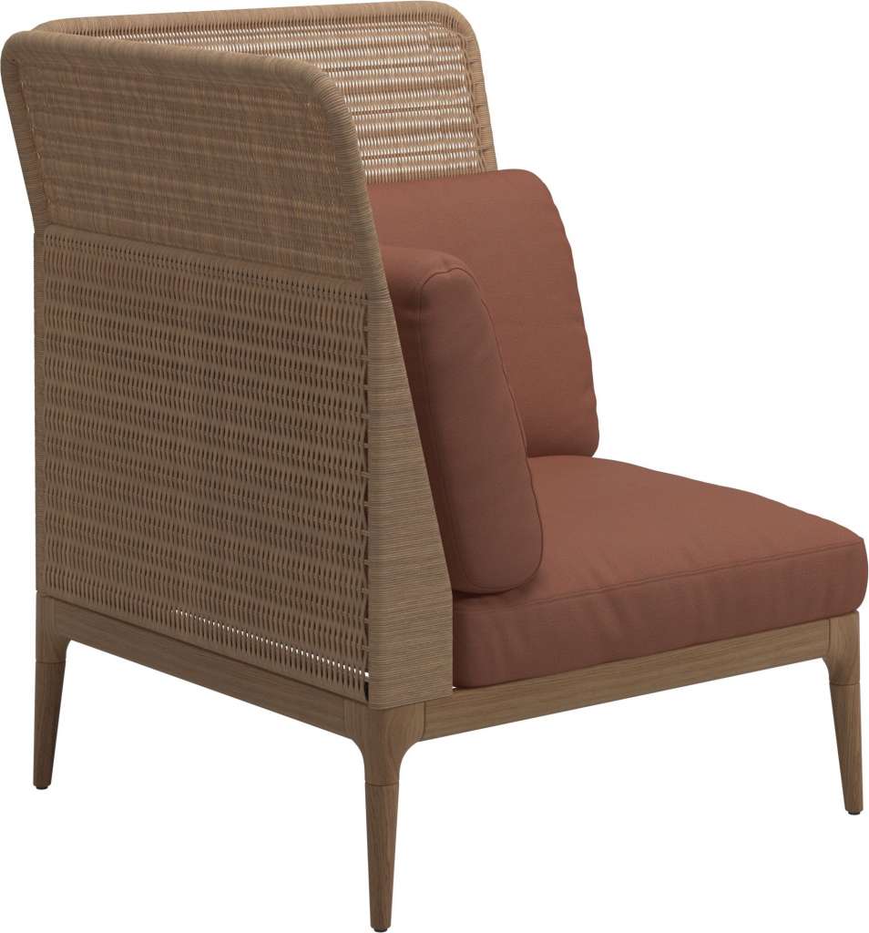 Gloster - Lima End-/Eckmodul High Back - links - Gestell: Teak, Wheat Wicker  - Blend Clay - outdoor