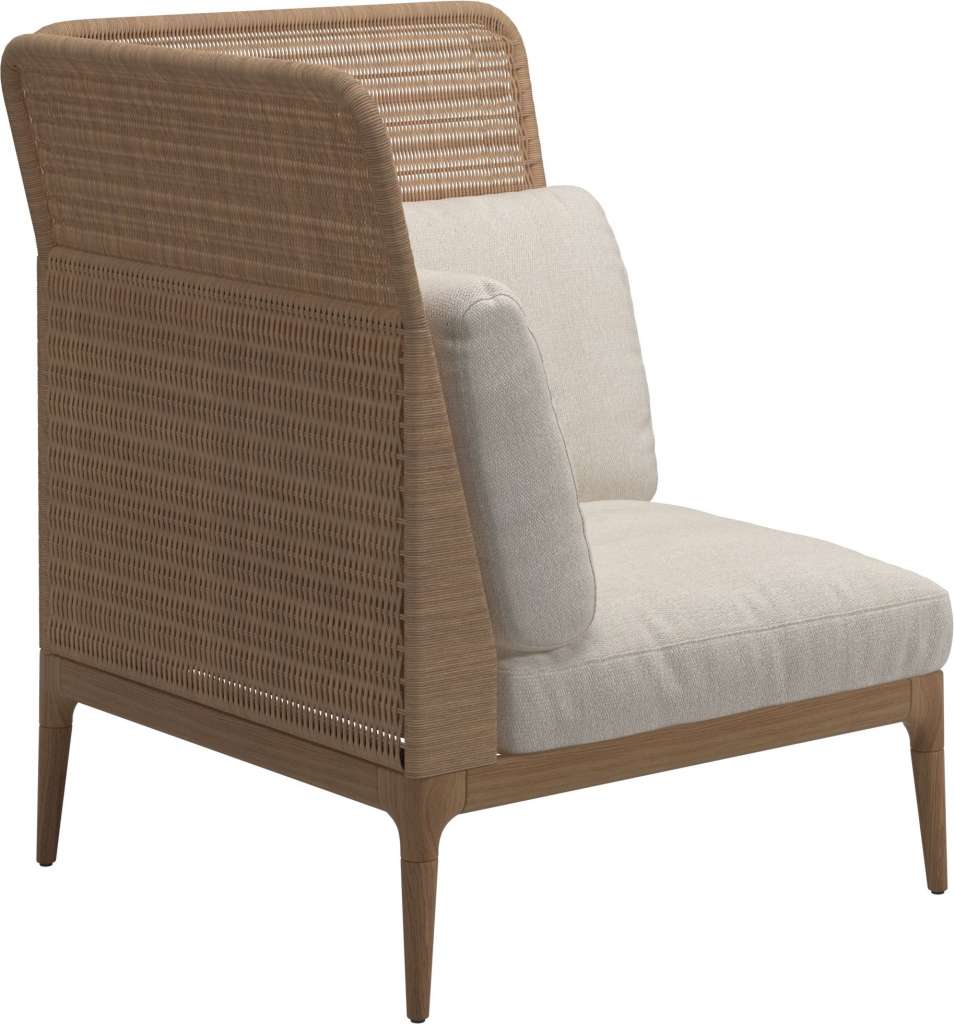 Gloster - Lima End-/Eckmodul High Back - links - Gestell: Teak, Wheat Wicker  - Virtue Cloud - outdoor