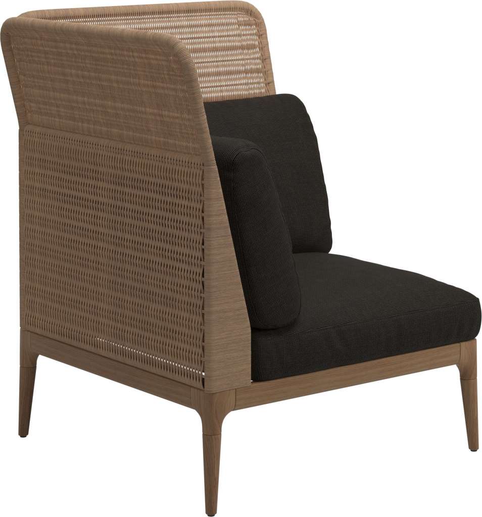 Gloster - Lima End-/Eckmodul High Back - links - Gestell: Teak, Wheat Wicker  - Fife Granite - outdoor