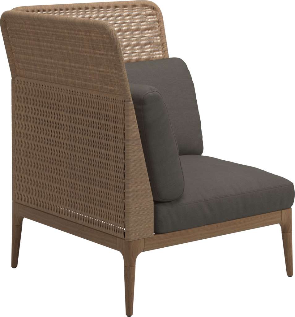 Gloster - Lima End-/Eckmodul High Back - links - Gestell: Teak, Wheat Wicker  - Fife Platinum - outdoor