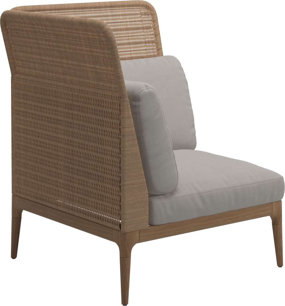Gloster - Lima End-/Eckmodul High Back - links - Gestell: Teak, Wheat Wicker  - Fife Bone - outdoor