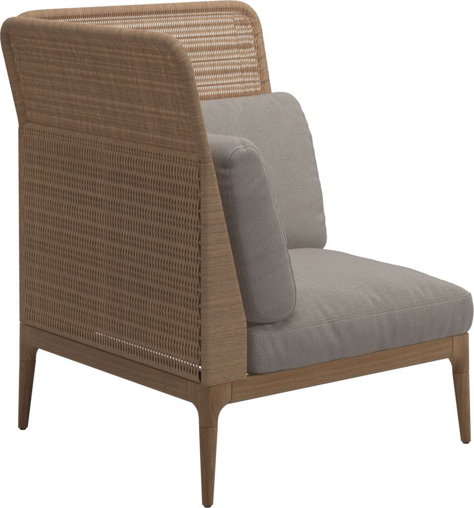 Gloster - Lima End-/Eckmodul High Back - links - Gestell: Teak, Wheat Wicker  - Couture Pebble - outdoor
