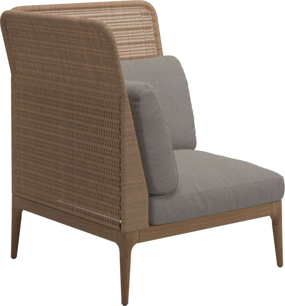 Gloster - Lima End-/Eckmodul High Back - links - Gestell: Teak, Wheat Wicker  - Robben Grey - outdoor