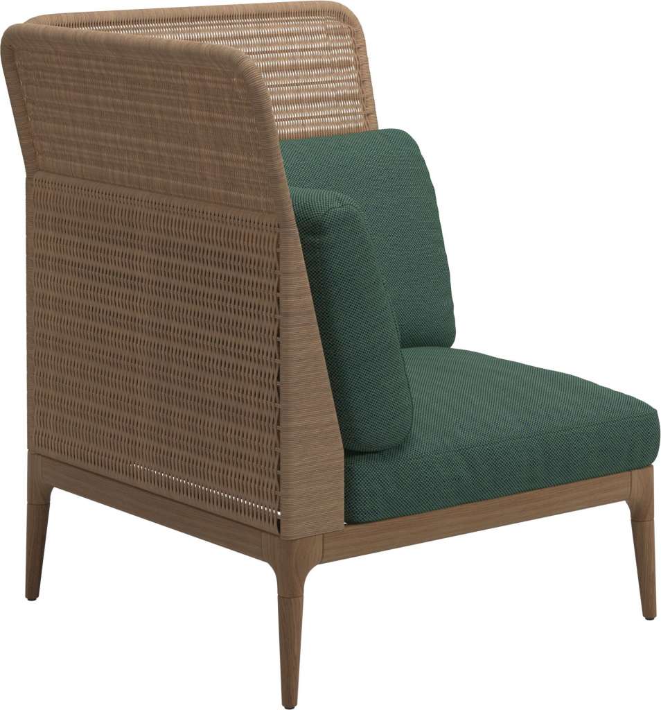 Gloster - Lima End-/Eckmodul High Back - links - Gestell: Teak, Wheat Wicker  - Robben Forest - outdoor
