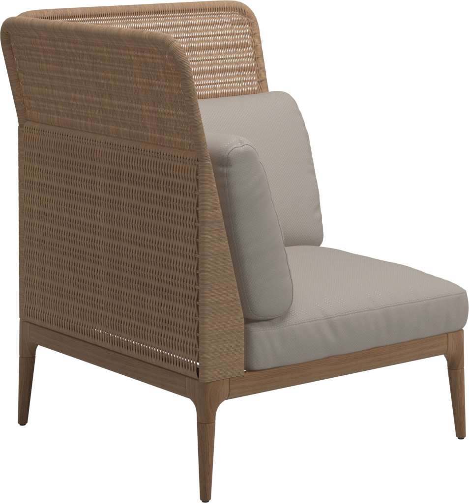 Gloster - Lima End-/Eckmodul High Back - links - Gestell: Teak, Wheat Wicker  - Dot Oyster - outdoor
