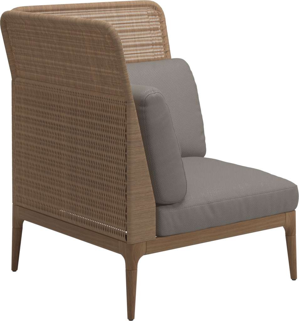 Gloster - Lima End-/Eckmodul High Back - links - Gestell: Teak, Wheat Wicker  - Dot Nimbus - outdoor