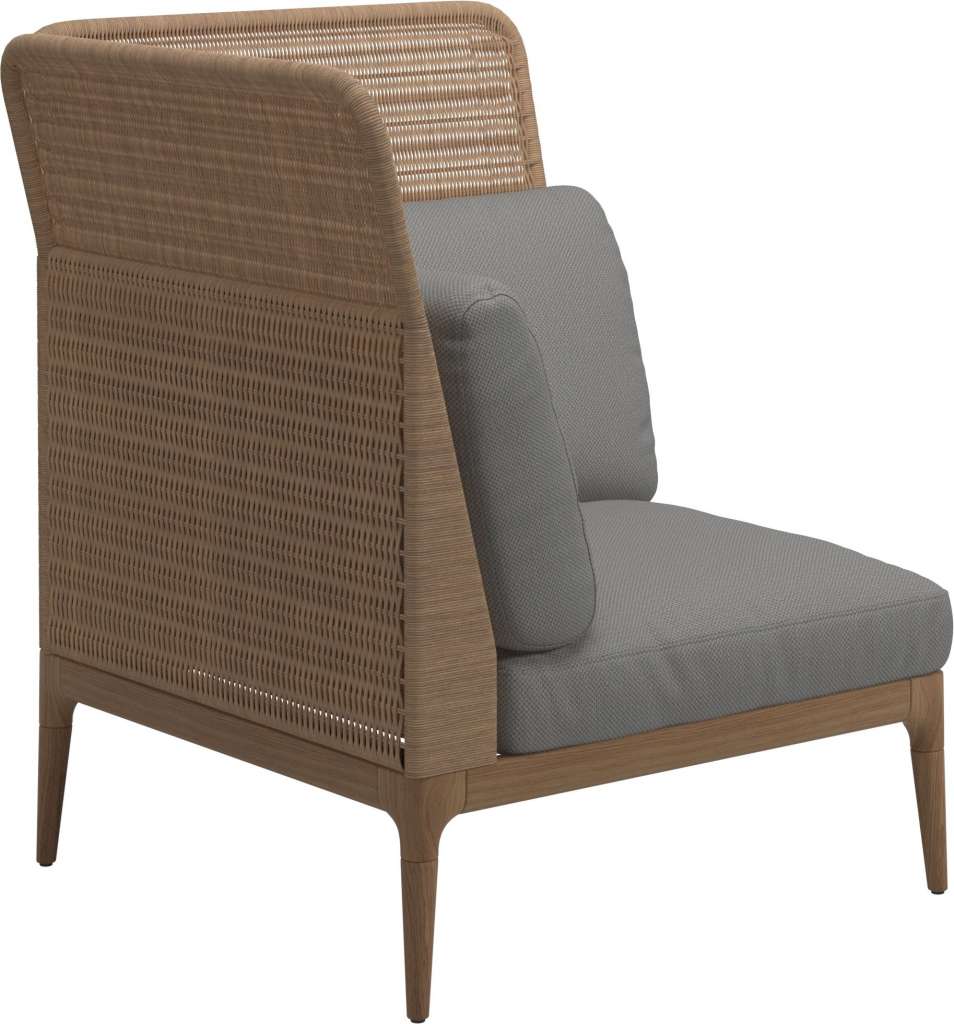 Gloster - Lima End-/Eckmodul High Back - links - Gestell: Teak, Wheat Wicker  - Dot Putty - outdoor