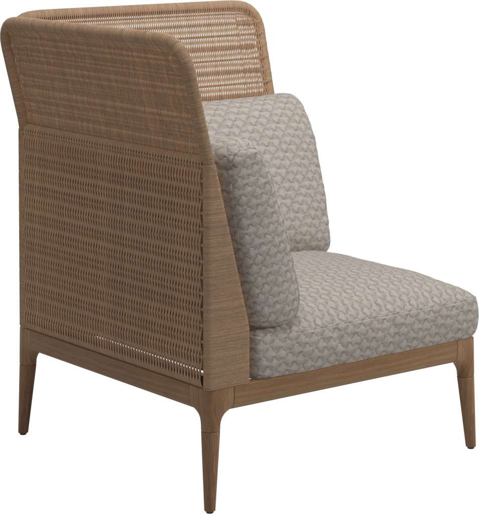 Gloster - Lima End-/Eckmodul High Back - links - Gestell: Teak, Wheat Wicker  - Wave Buff - outdoor