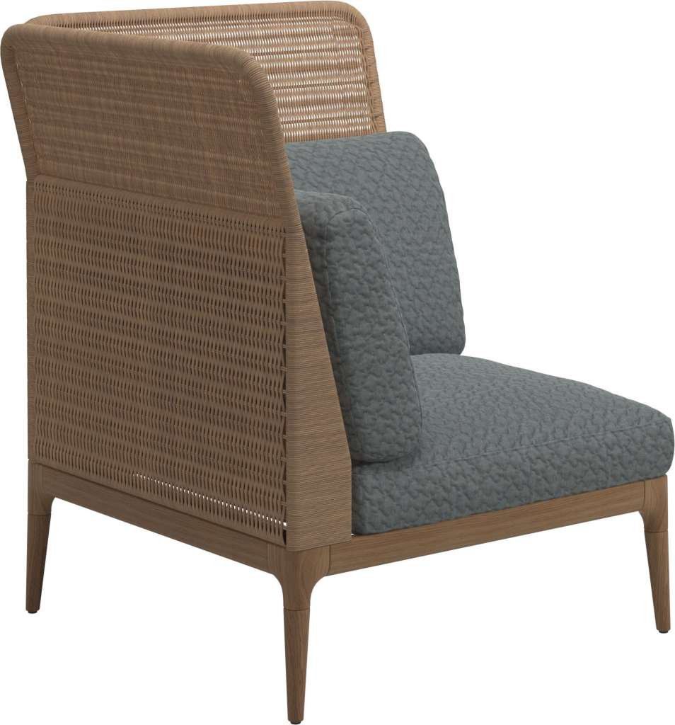 Gloster - Lima End-/Eckmodul High Back - links - Gestell: Teak, Wheat Wicker  - Wave Gravel - outdoor