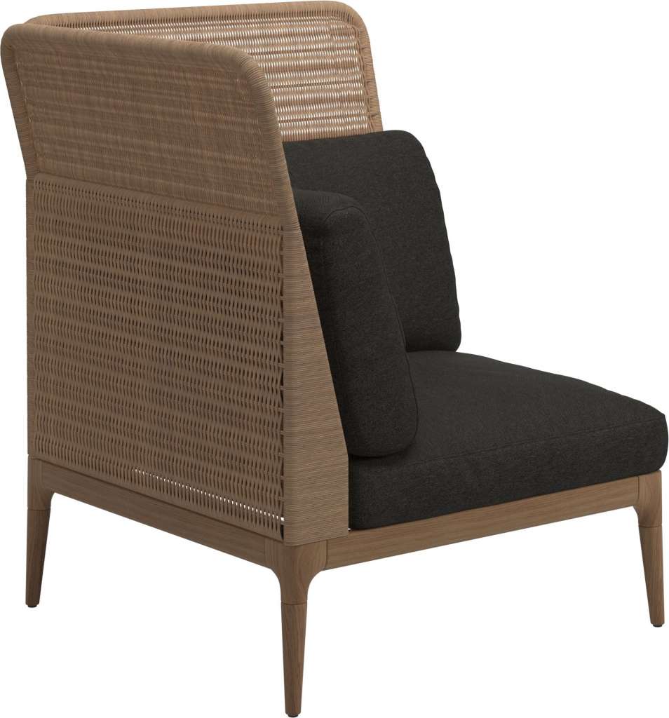Gloster - Lima End-/Eckmodul High Back - links - Gestell: Teak, Wheat Wicker  - Tuck Sable - outdoor