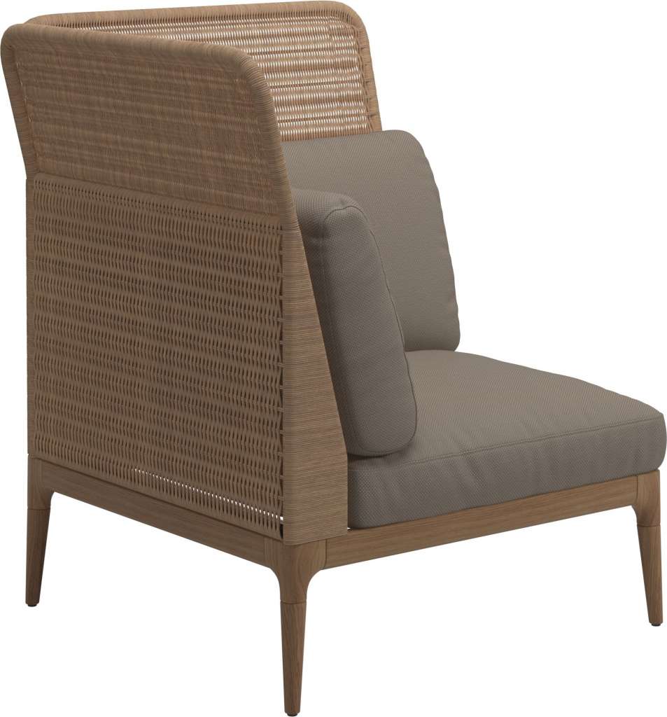 Gloster - Lima End-/Eckmodul High Back - links - Gestell: Teak, Wheat Wicker  - Ravel Dune - outdoor