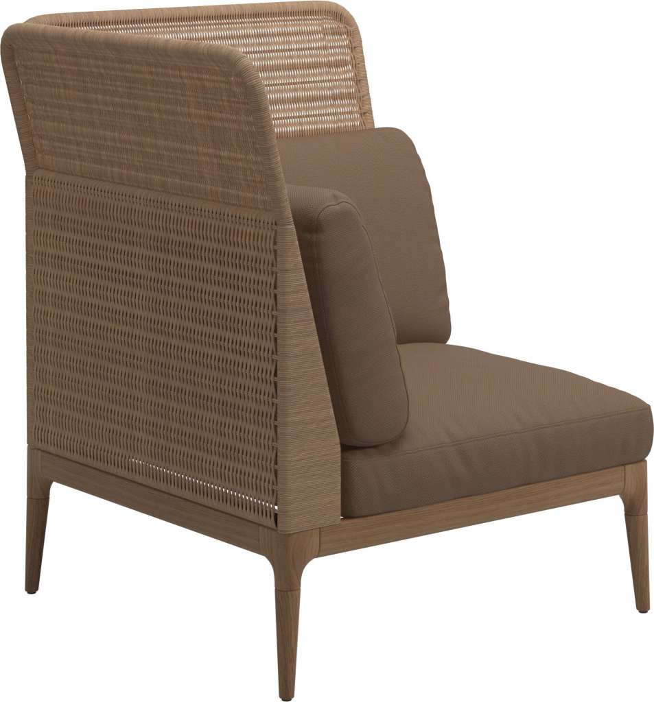 Gloster - Lima End-/Eckmodul High Back - links - Gestell: Teak, Wheat Wicker  - Ravel Ginger - outdoor