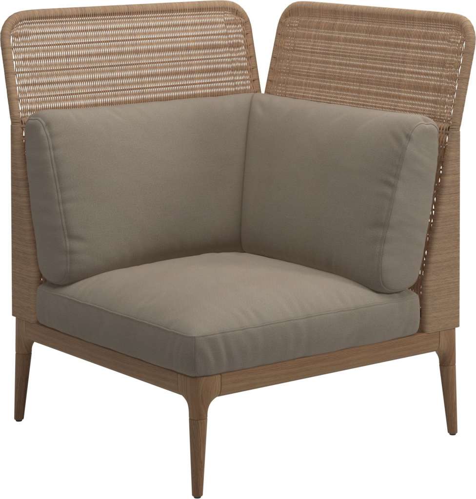 Gloster - Lima End-/Eckmodul High Back - rechts - Gestell: Teak, Wheat Wicker  - Blend Sand - outdoor