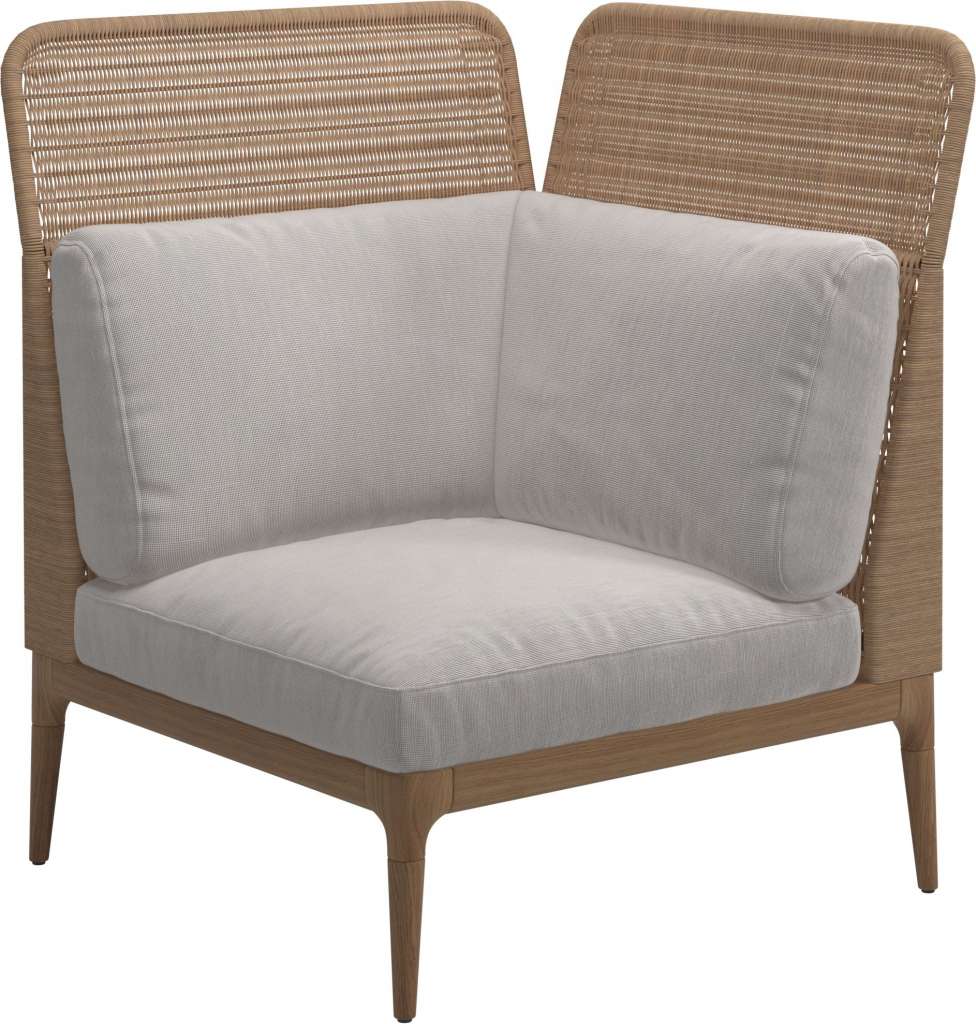 Gloster - Lima End-/Eckmodul High Back - rechts - Gestell: Teak, Wheat Wicker  - Elite Frost - outdoor