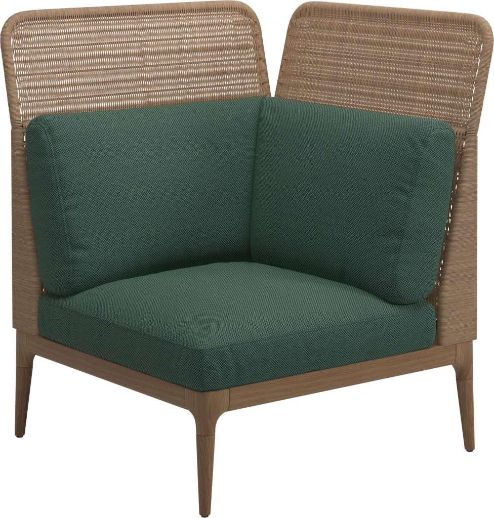 Gloster - Lima End-/Eckmodul High Back - rechts - Gestell: Teak, Wheat Wicker  - Robben Forest - outdoor