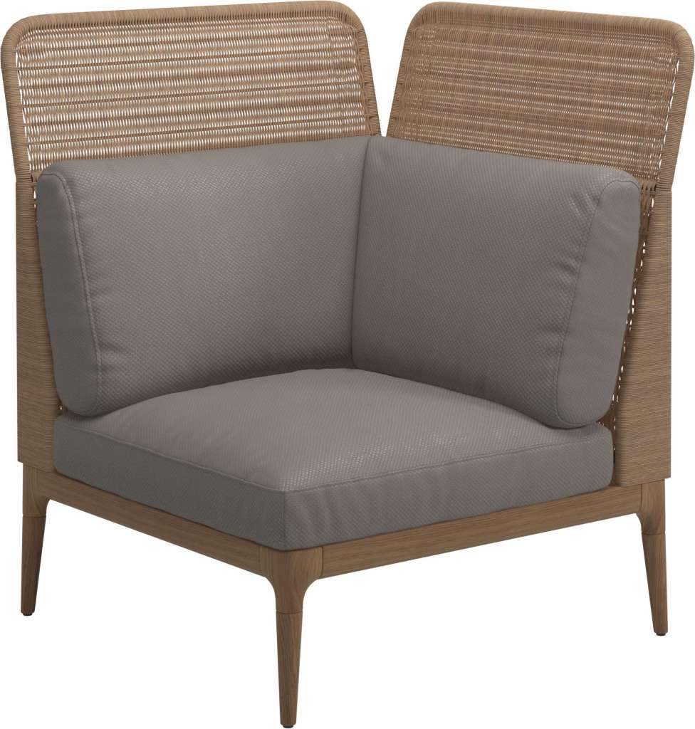 Gloster - Lima End-/Eckmodul High Back - rechts - Gestell: Teak, Wheat Wicker  - Dot Nimbus - outdoor