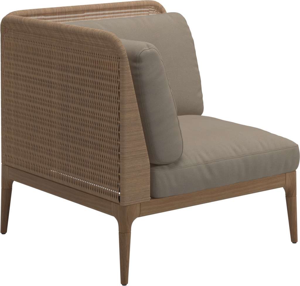 Gloster - Lima End-/Eckmodul Low Back - links - Gestell: Teak, Wheat Wicker  - Blend Sand - outdoor