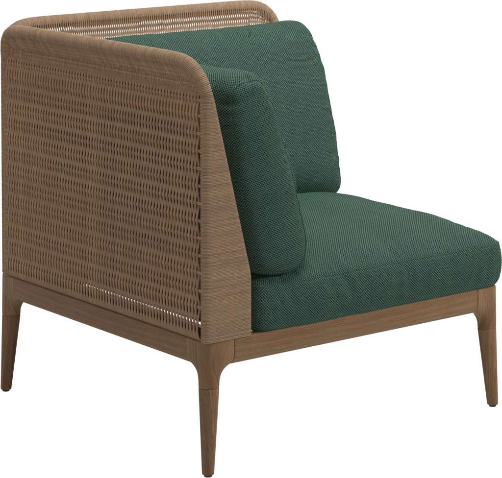 Gloster - Lima End-/Eckmodul Low Back - links - Gestell: Teak, Wheat Wicker  - Robben Forest - outdoor