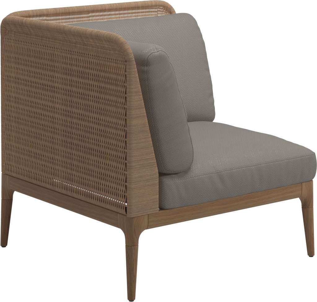 Gloster - Lima End-/Eckmodul Low Back - links - Gestell: Teak, Wheat Wicker  - Dot Nimbus - outdoor