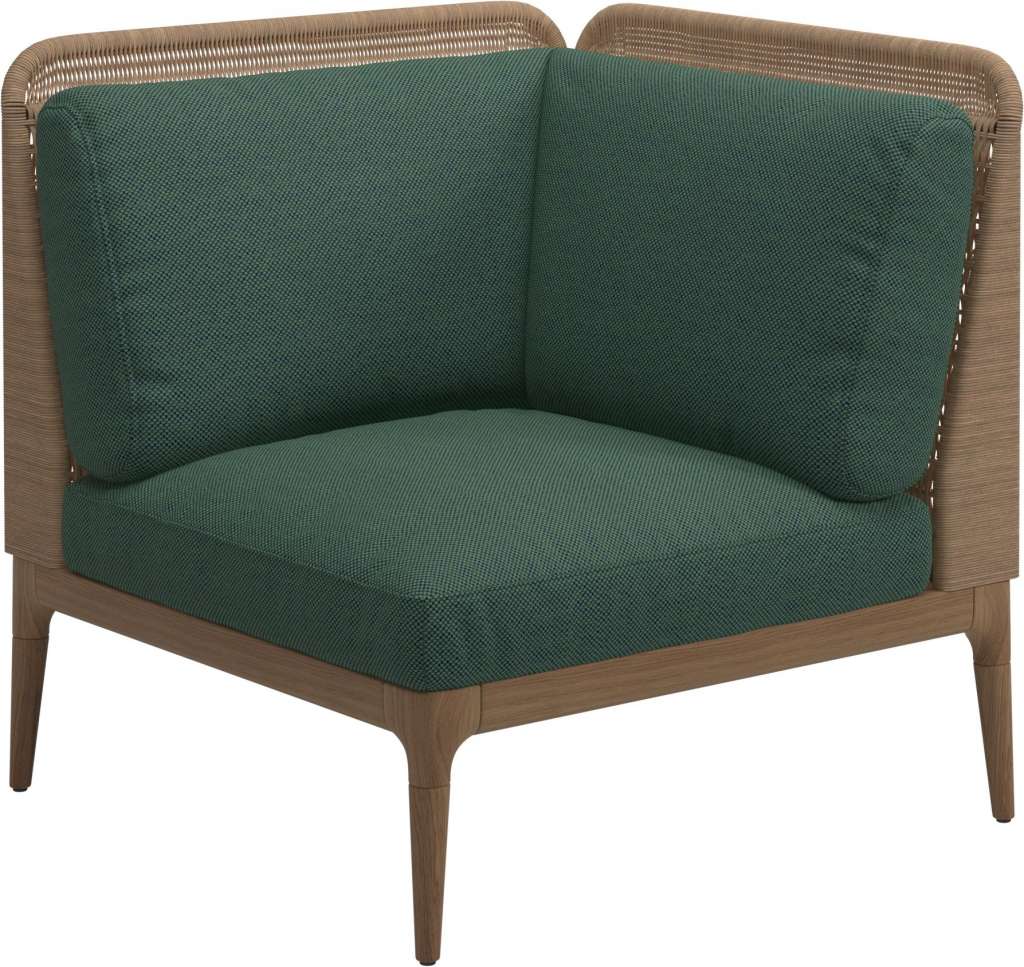 Gloster - Lima End-/Eckmodul Low Back - rechts - Gestell: Teak, Wheat Wicker  - Robben Forest - outdoor