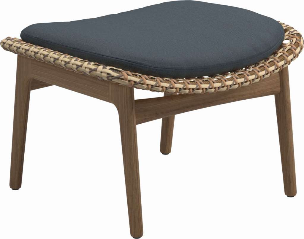 Gloster - Kay Ottomane - Geflecht: Harvest - Kissen:  - Tuck Denim - outdoor