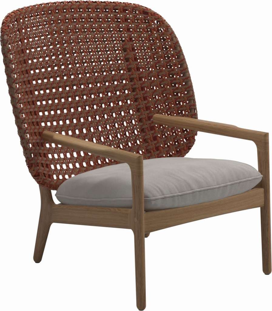 Gloster - Kay Lounge Sessel High Back - Geflecht: Copper - Kissen: - Fife Bone - outdoor