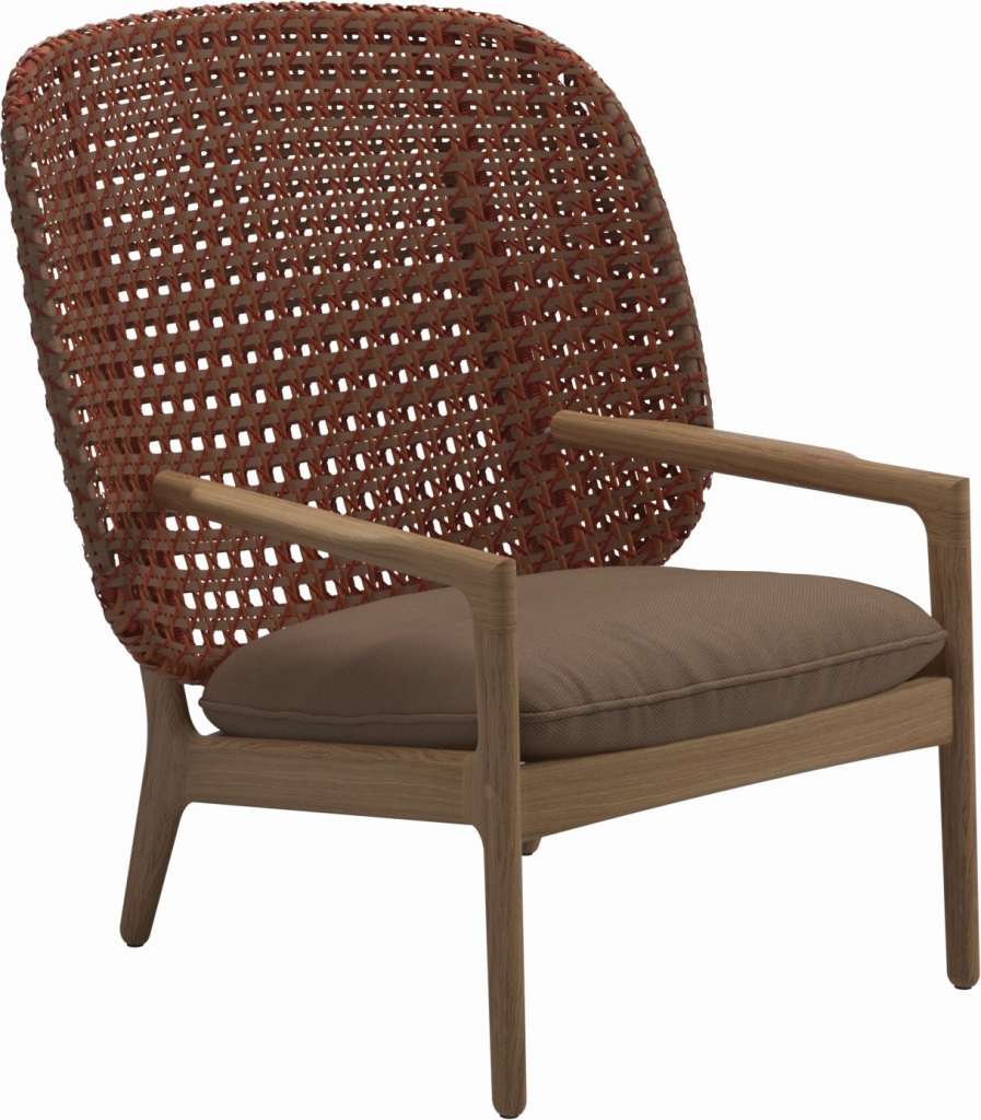 Gloster - Kay Lounge Sessel High Back - Geflecht: Copper - Kissen: - Ravel Ginger - outdoor