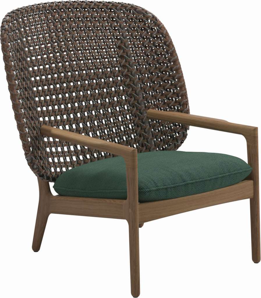 Gloster - Kay Lounge Sessel High Back - Geflecht: Brindle - Kissen: - Robben Forest - outdoor