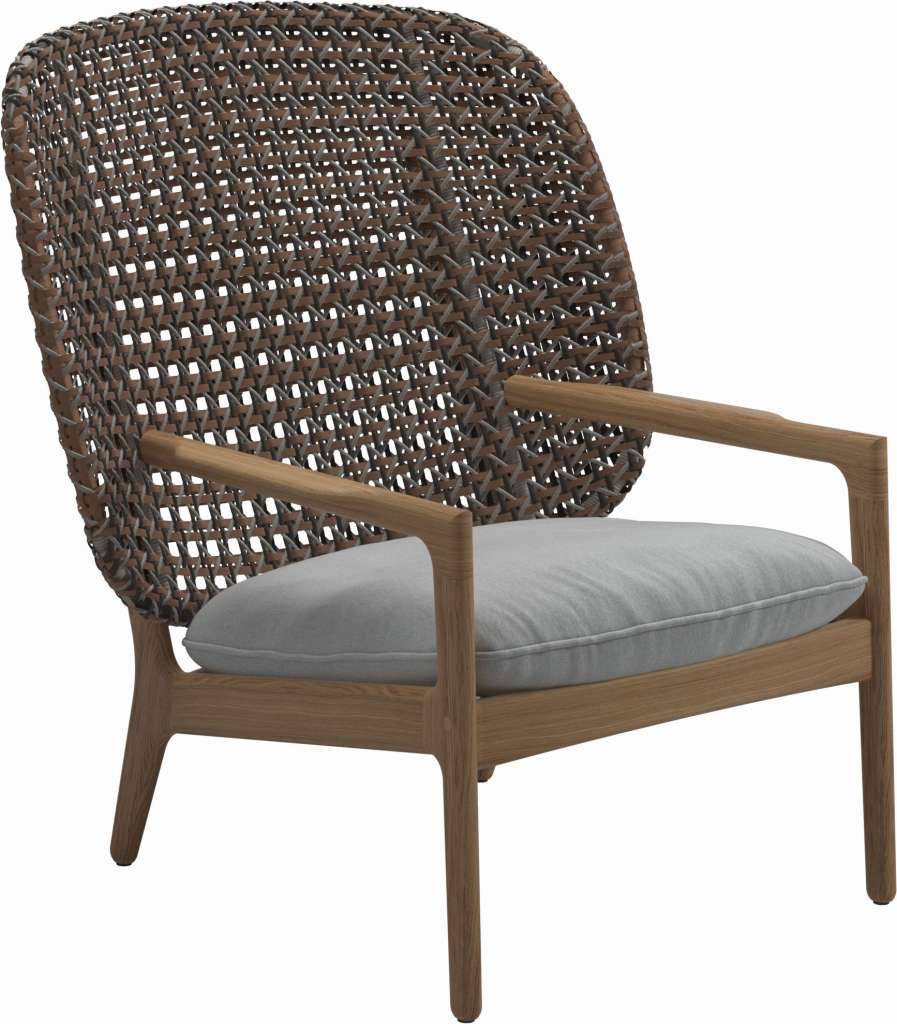 Gloster - Kay Lounge Sessel High Back - Geflecht: Brindle - Kissen: - Tuck Dust - outdoor