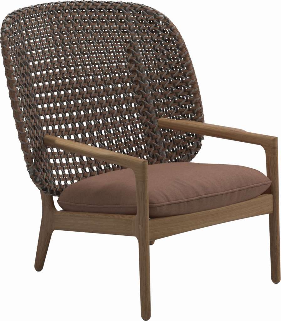 Gloster - Kay Lounge Sessel High Back - Geflecht: Brindle - Kissen: - Tuck Cider - outdoor