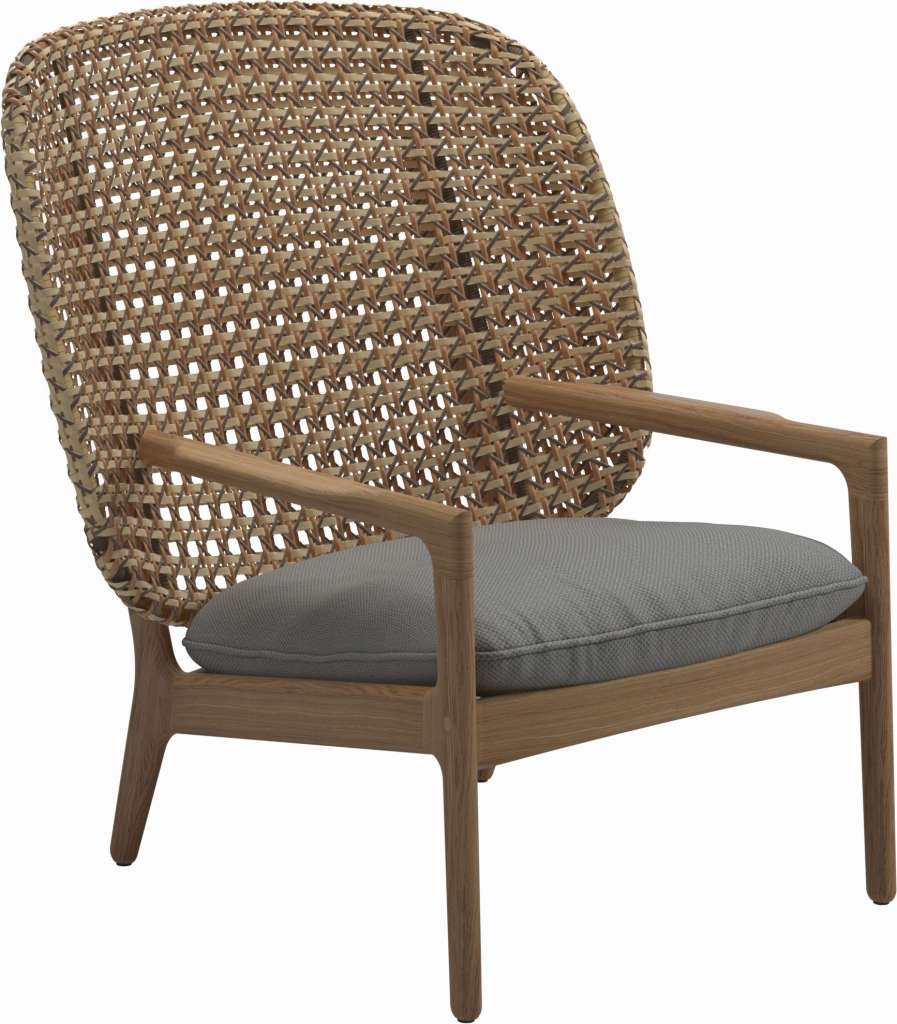 Gloster - Kay Lounge Sessel High Back - Geflecht: Harvest - Kissen: - Dot Putty - outdoor