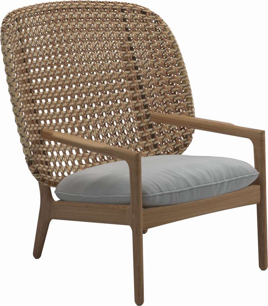 Gloster - Kay Lounge Sessel High Back - Geflecht: Harvest - Kissen: - Tuck Dust - outdoor