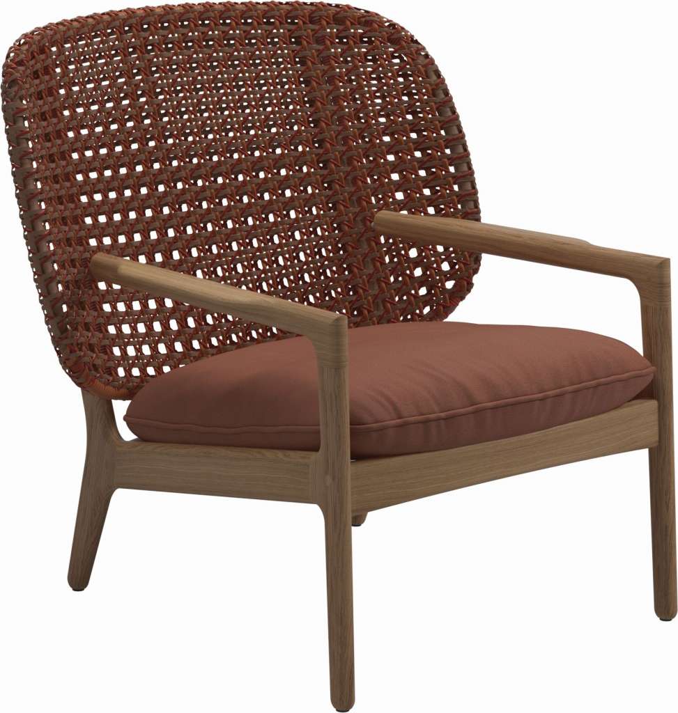 Gloster - Kay Lounge Sessel Low Back - Geflecht: Copper - Kissen:  - Blend Clay - outdoor