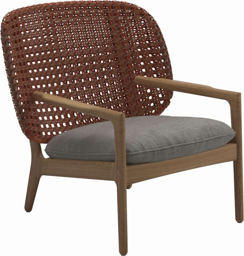 Gloster - Kay Lounge Sessel Low Back - Geflecht: Copper - Kissen:  - Mez Granite - outdoor