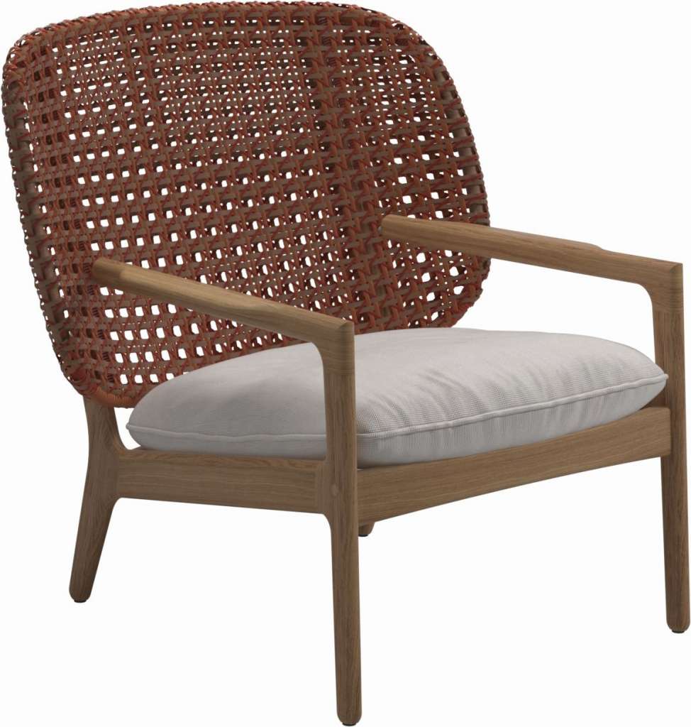 Gloster - Kay Lounge Sessel Low Back - Geflecht: Copper - Kissen:  - Elite Frost - outdoor