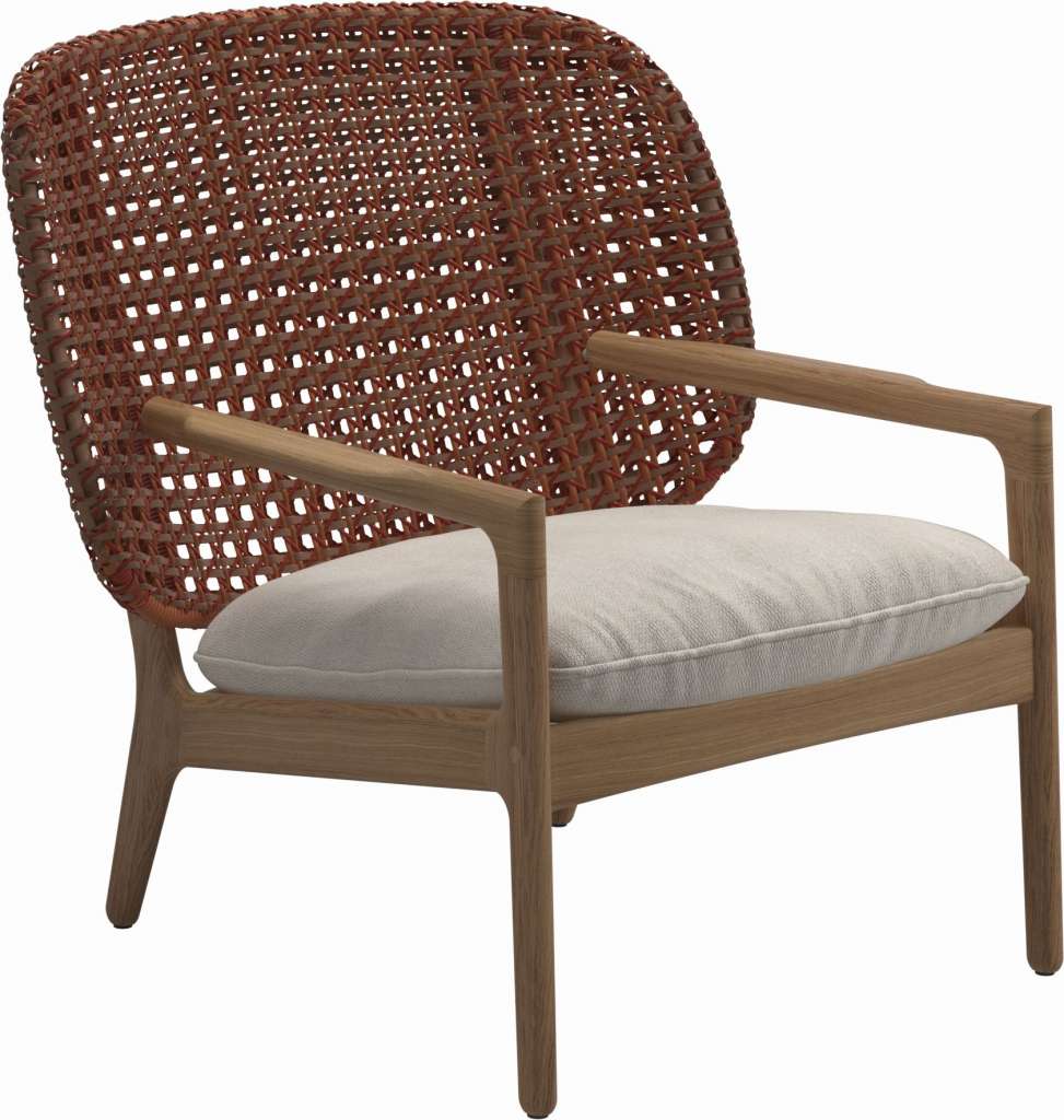 Gloster - Kay Lounge Sessel Low Back - Geflecht: Copper - Kissen:  - Virtue Cloud - outdoor
