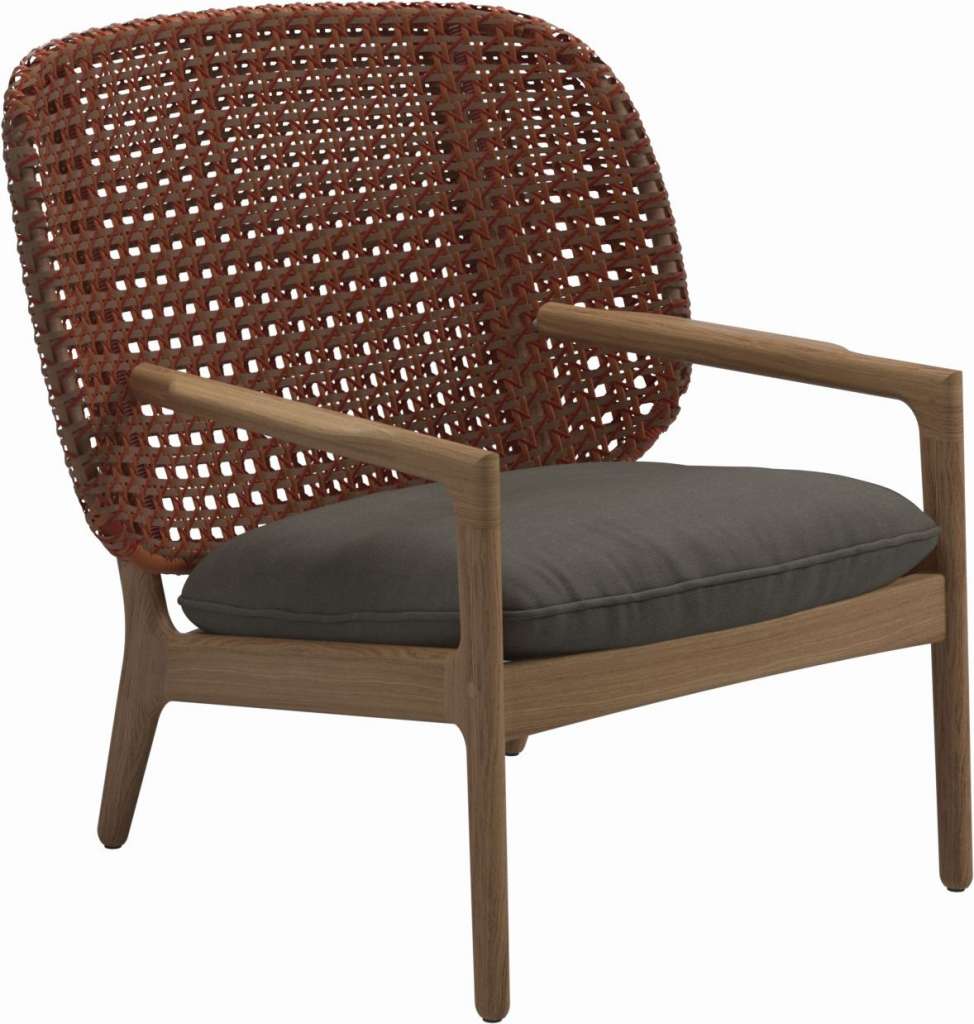 Gloster - Kay Lounge Sessel Low Back - Geflecht: Copper - Kissen:  - Fife Platinum - outdoor