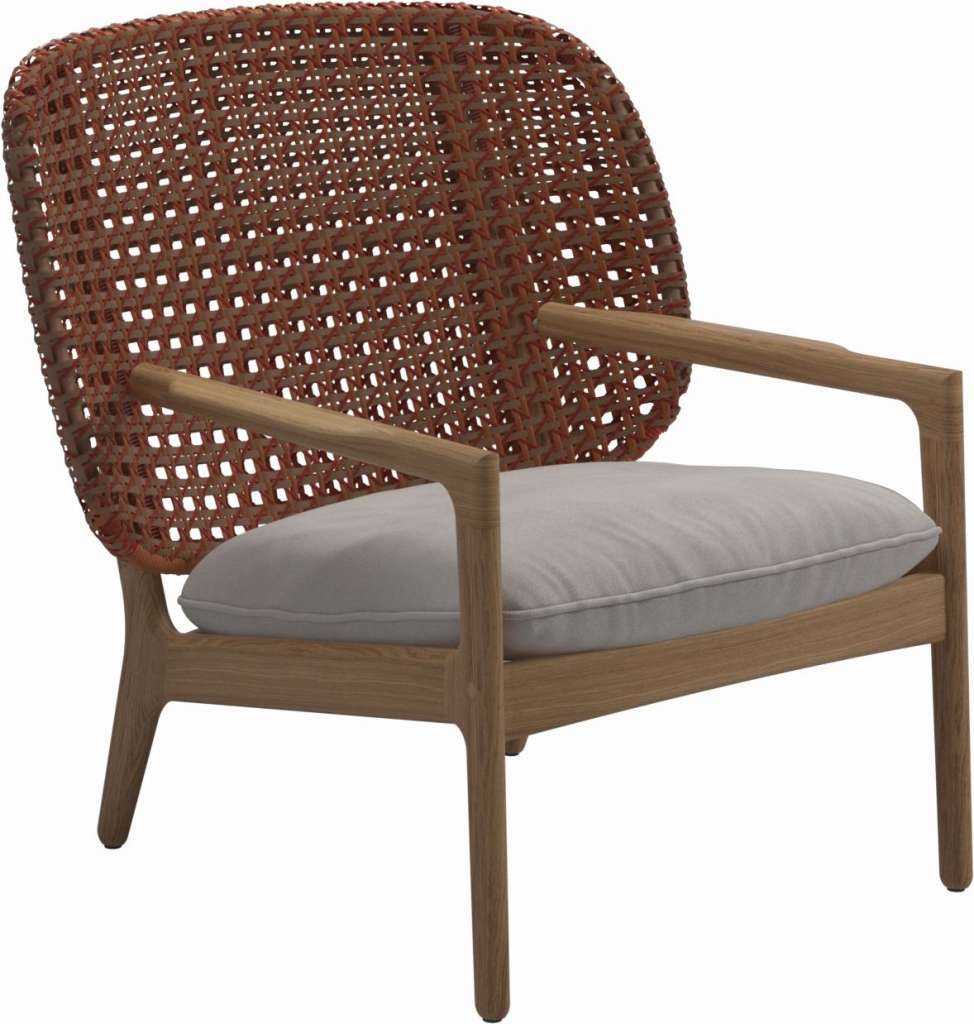 Gloster - Kay Lounge Sessel Low Back - Geflecht: Copper - Kissen:  - Fife Bone - outdoor