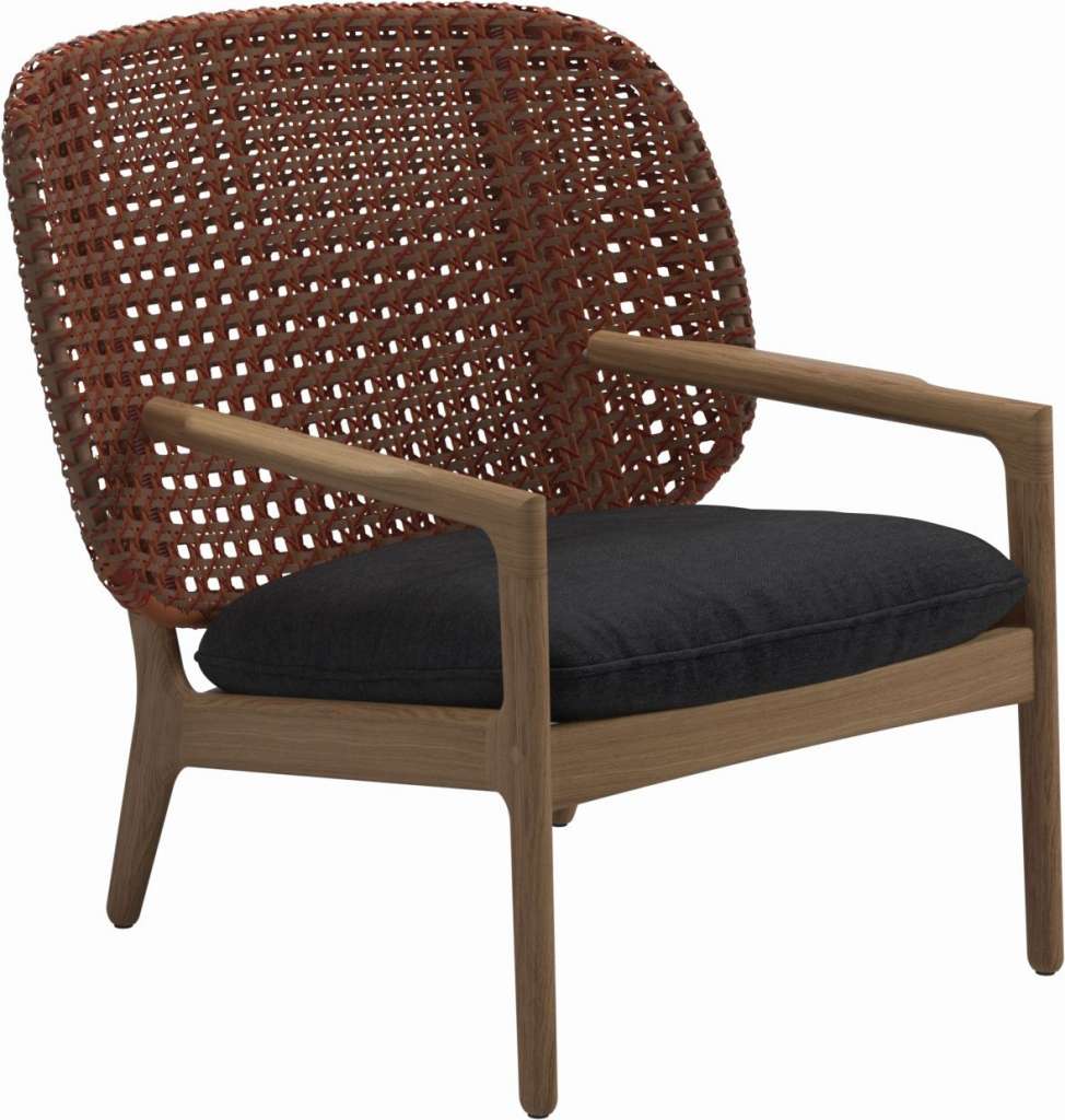 Gloster - Kay Lounge Sessel Low Back - Geflecht: Copper - Kissen:  - Fife Nightshade - outdoor