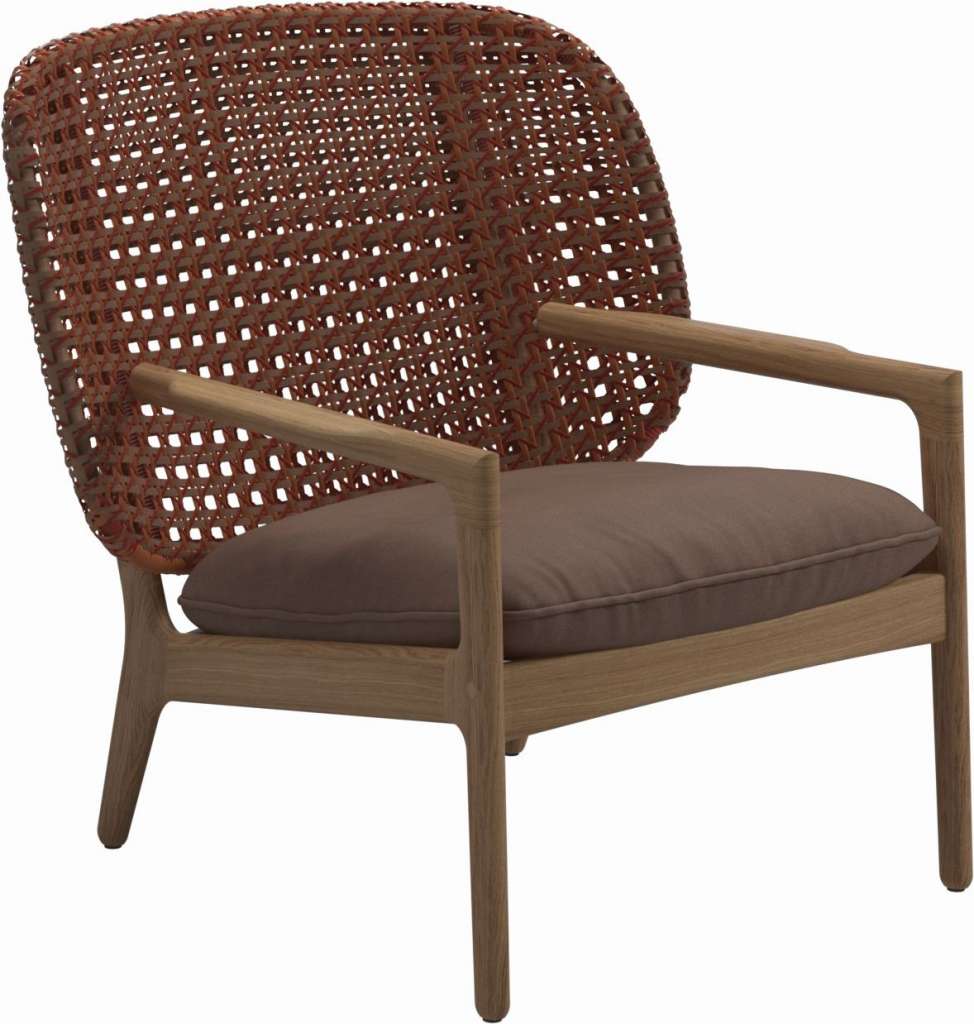 Gloster - Kay Lounge Sessel Low Back - Geflecht: Copper - Kissen:  - Fife Salmon - outdoor