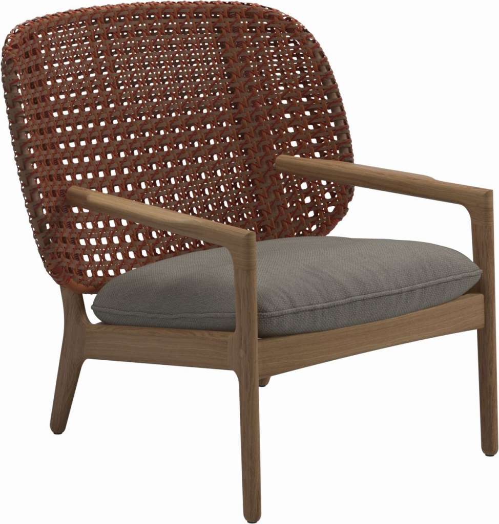 Gloster - Kay Lounge Sessel Low Back - Geflecht: Copper - Kissen:  - Couture Smoke - outdoor