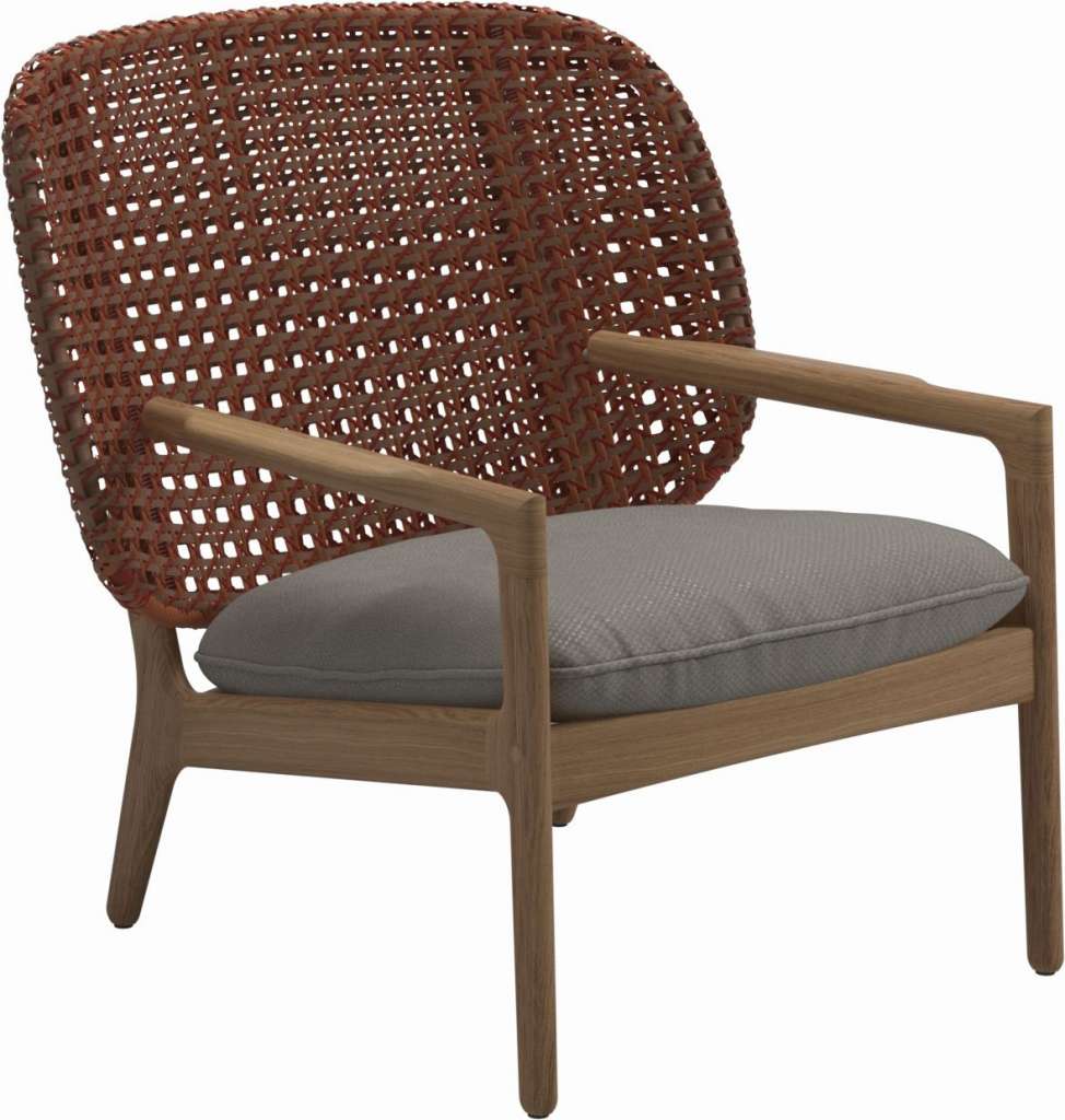 Gloster - Kay Lounge Sessel Low Back - Geflecht: Copper - Kissen:  - Dot Nimbus - outdoor