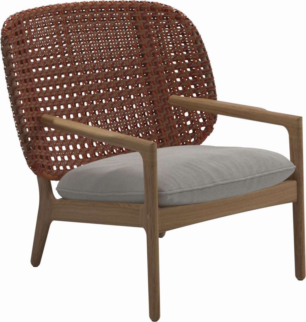 Gloster - Kay Lounge Sessel Low Back - Geflecht: Copper - Kissen:  - Tuck Malt - outdoor