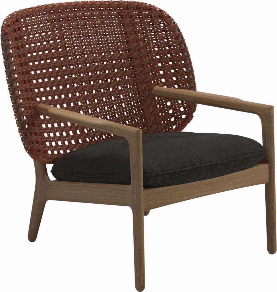 Gloster - Kay Lounge Sessel Low Back - Geflecht: Copper - Kissen:  - Tuck Sable - outdoor