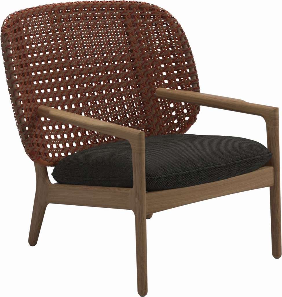 Gloster - Kay Lounge Sessel Low Back - Geflecht: Copper - Kissen:  - Ravel Sable - outdoor